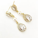 Boucles d'oreilles de mariage zircon et perles les précieuses