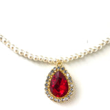 Collier de mariage  en perles et pendentif goutte Précieuse
