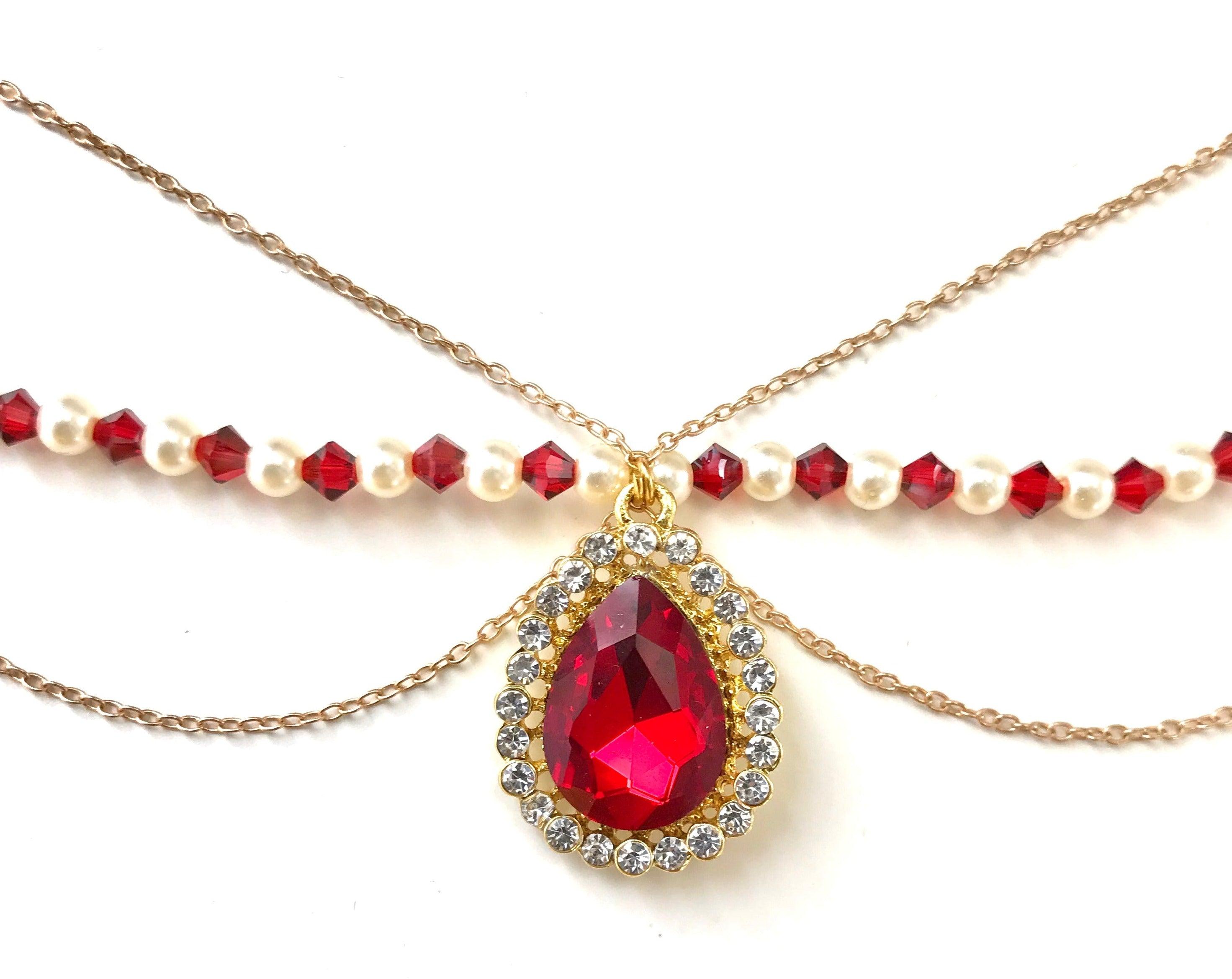 Bijoux de front Rouge et doré mariage oriental