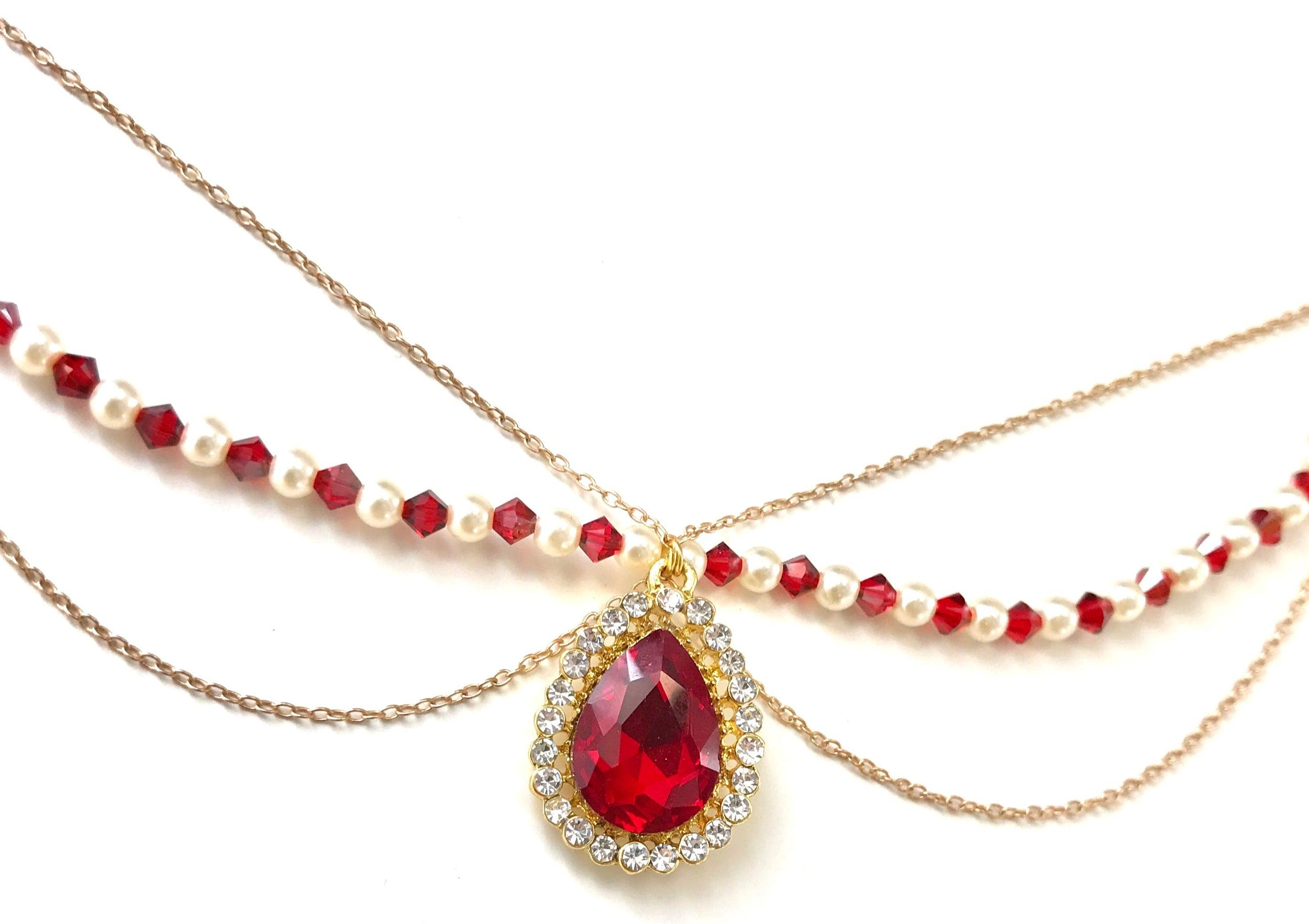 Bijoux de front Rouge et doré mariage oriental