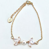 bracelet feuille et perles zircon