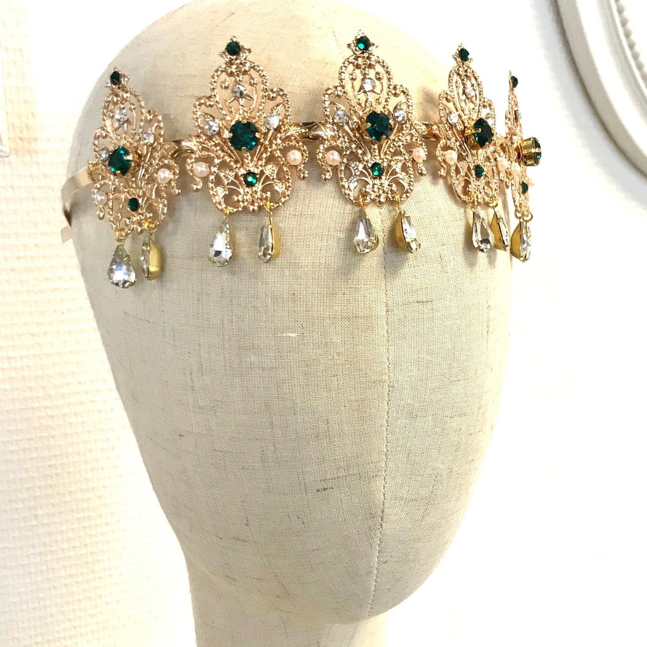 Bijoux de front algérien vert et doré