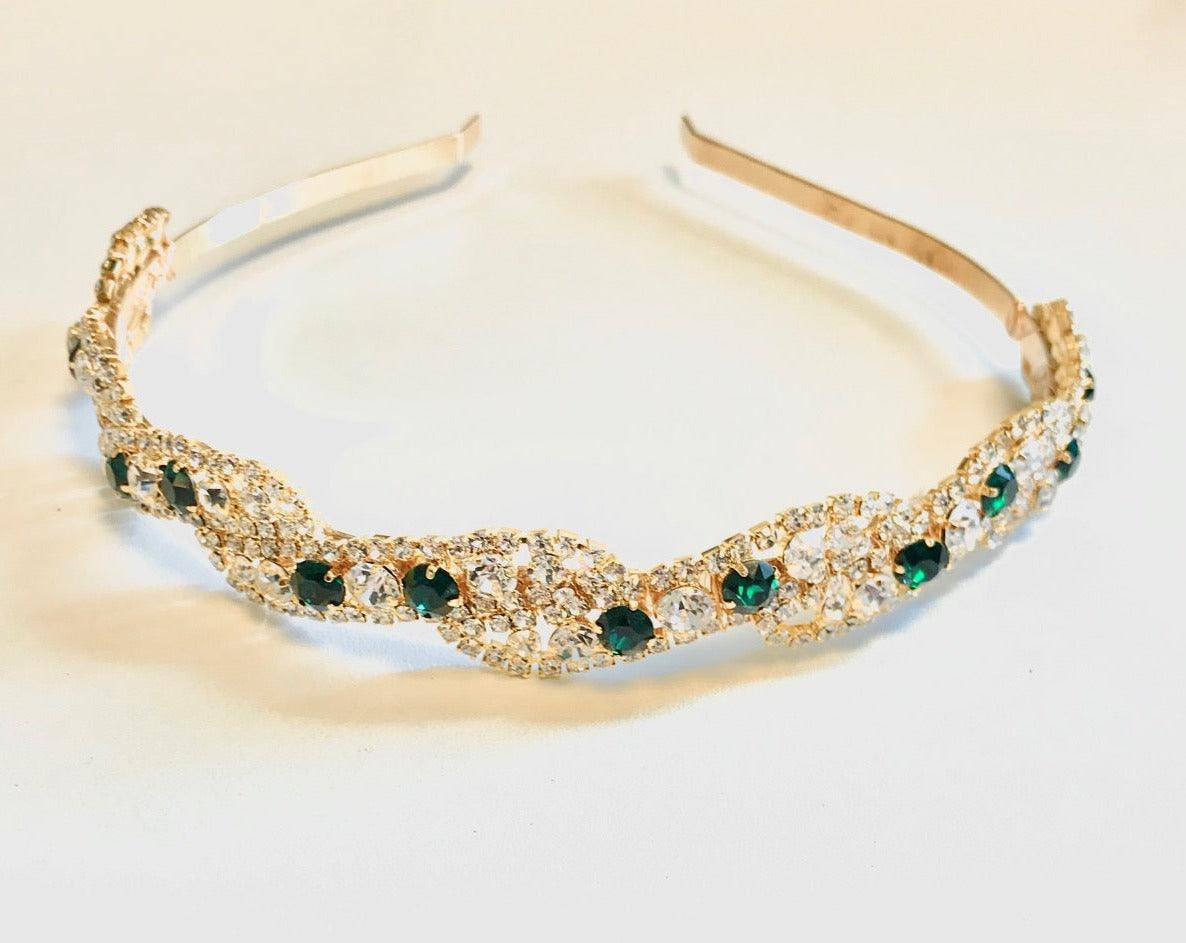 Diadème mariage oriental Vert émeraude 