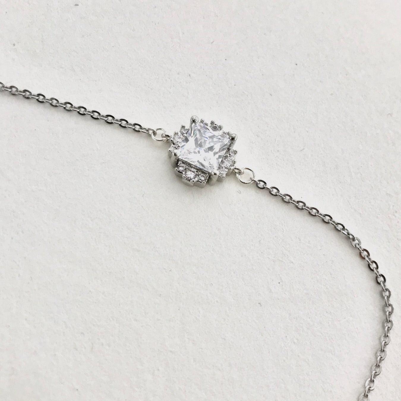 Bracelet de mariée Kennedy en argent véritable et pendentif en Zircone