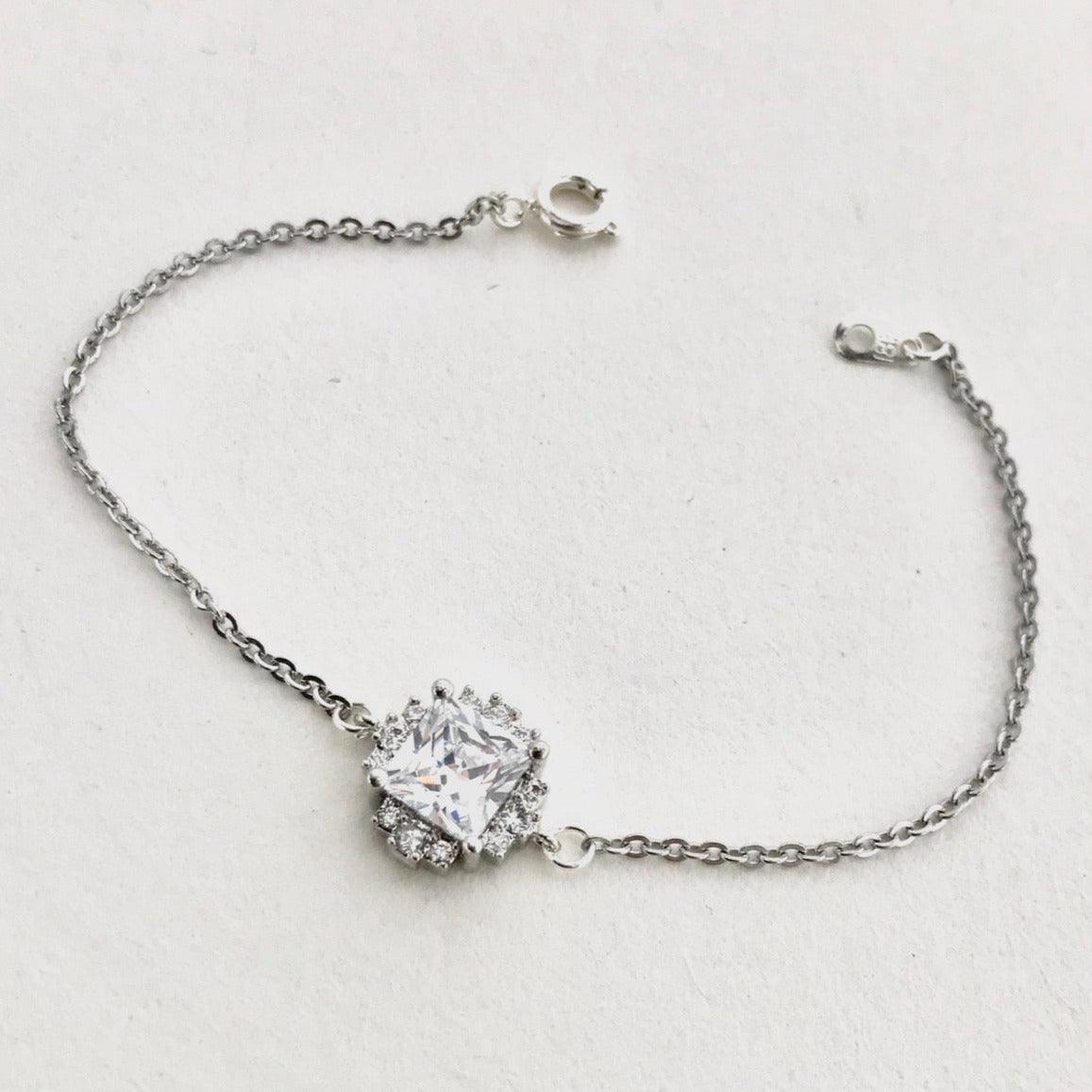 Bracelet de mariée Kennedy en argent véritable et pendentif en Zircone