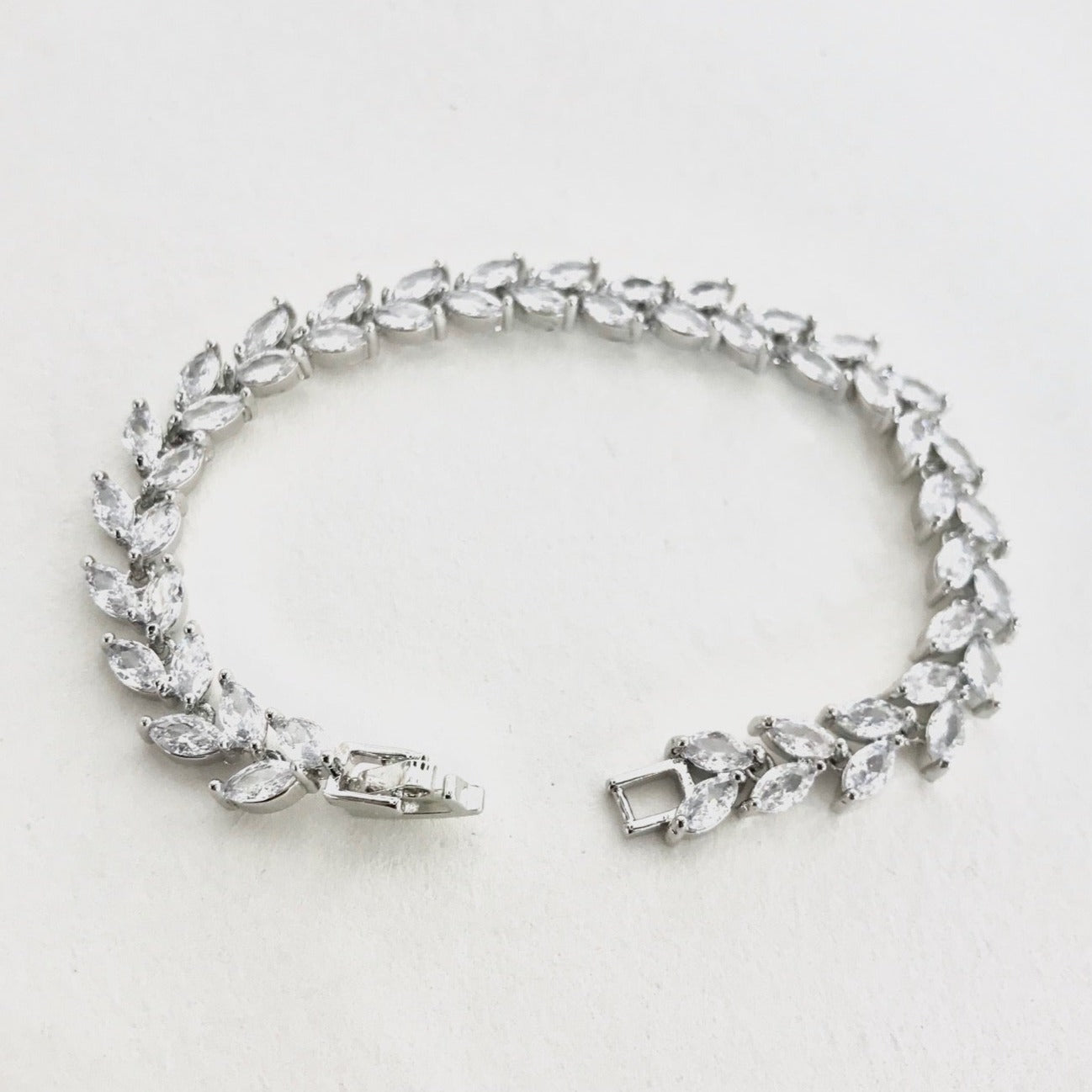 Bracelet de mariage plaqué or Feuillage en Zircone