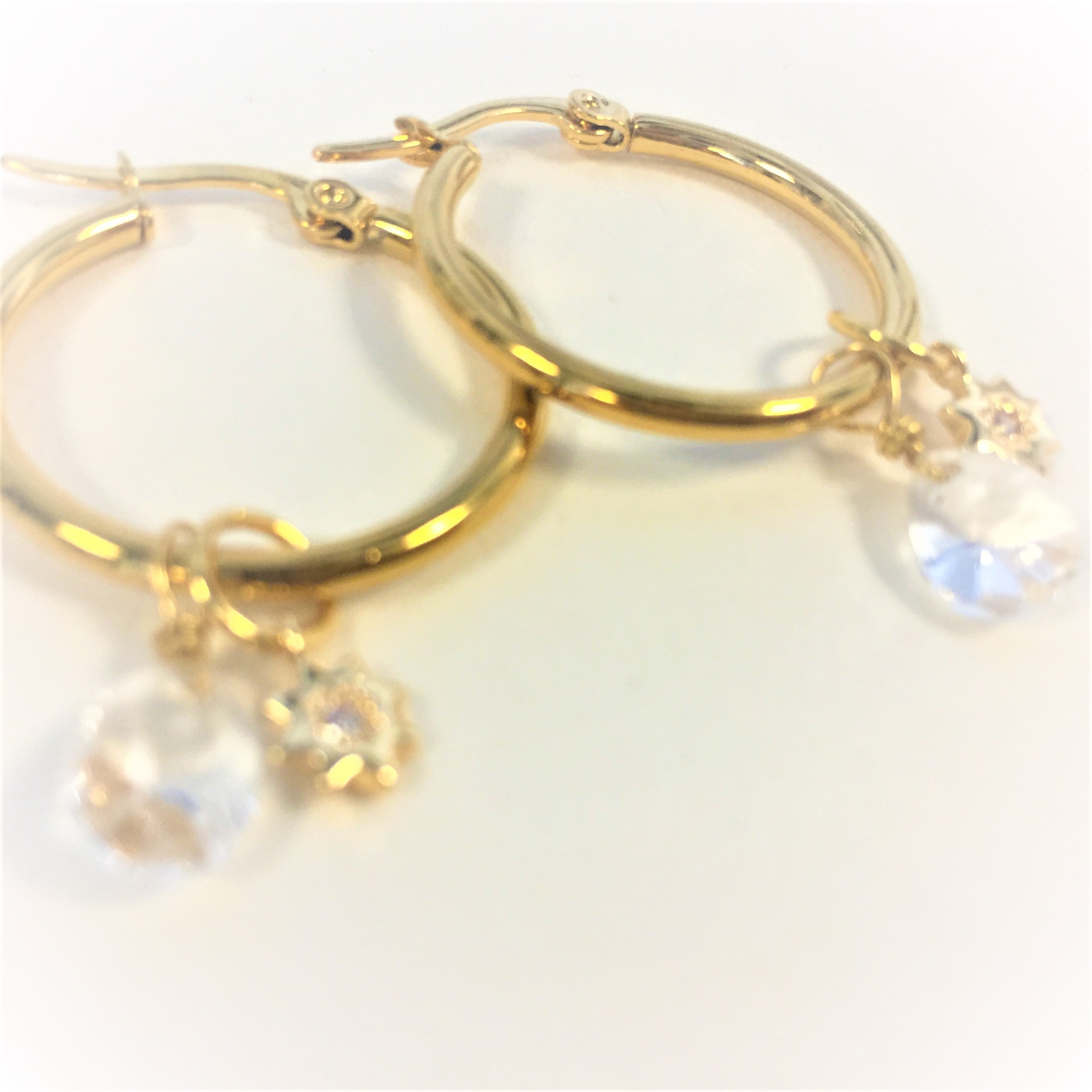 Créoles dorées acier inoxydable avec cristal Swarovski ®et étoiles en plaqué or et zircon acier inoxydable - Le Temps d'une Walima