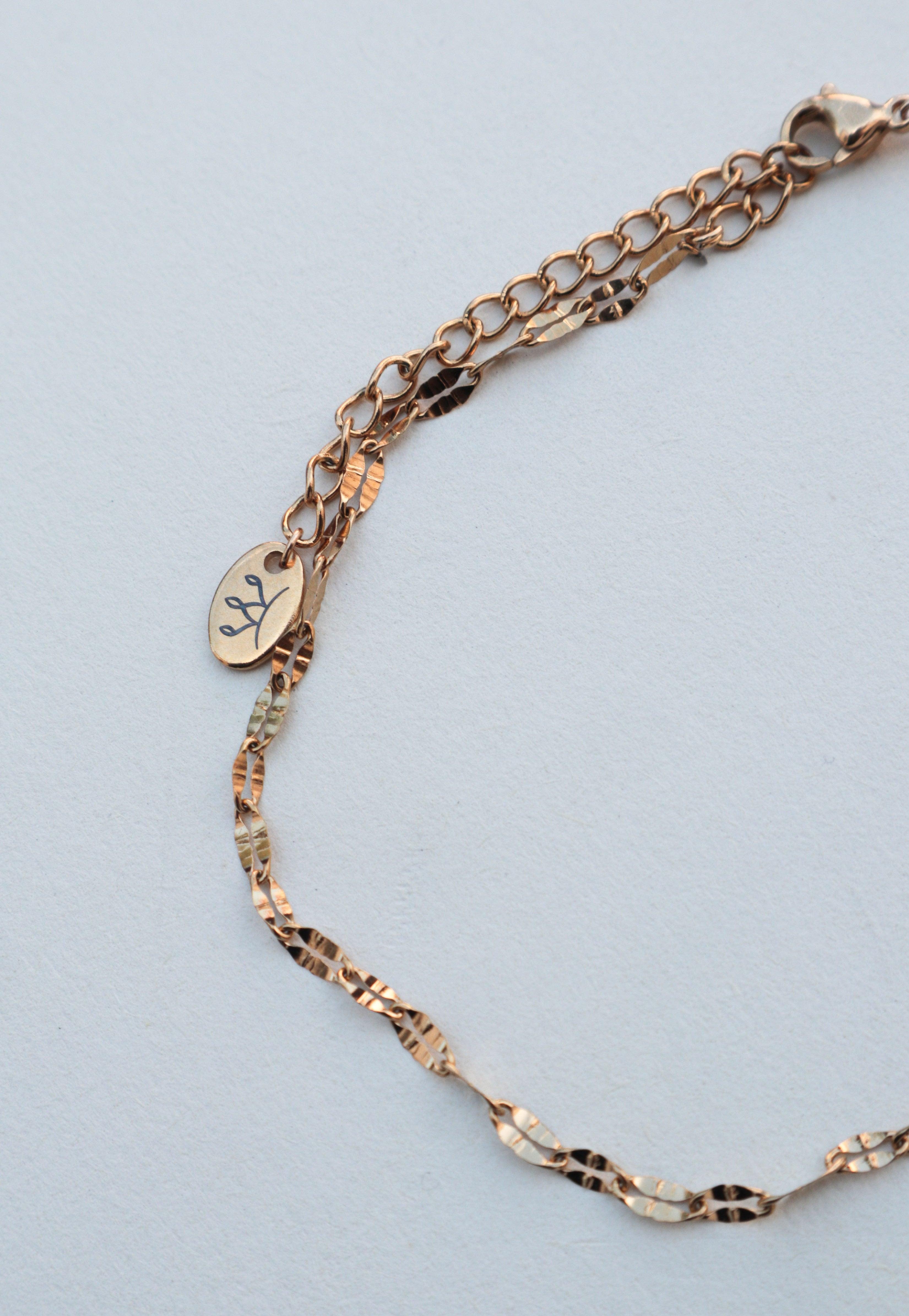 Bracelet de cheville doré en acier inoxydable chaine semi torsadée - Le Temps d'une Walima
