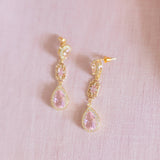 Boucles d'oreilles de cérémonie rose et doré