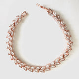 Bracelet de mariage plaqué or Feuillage en Zircone