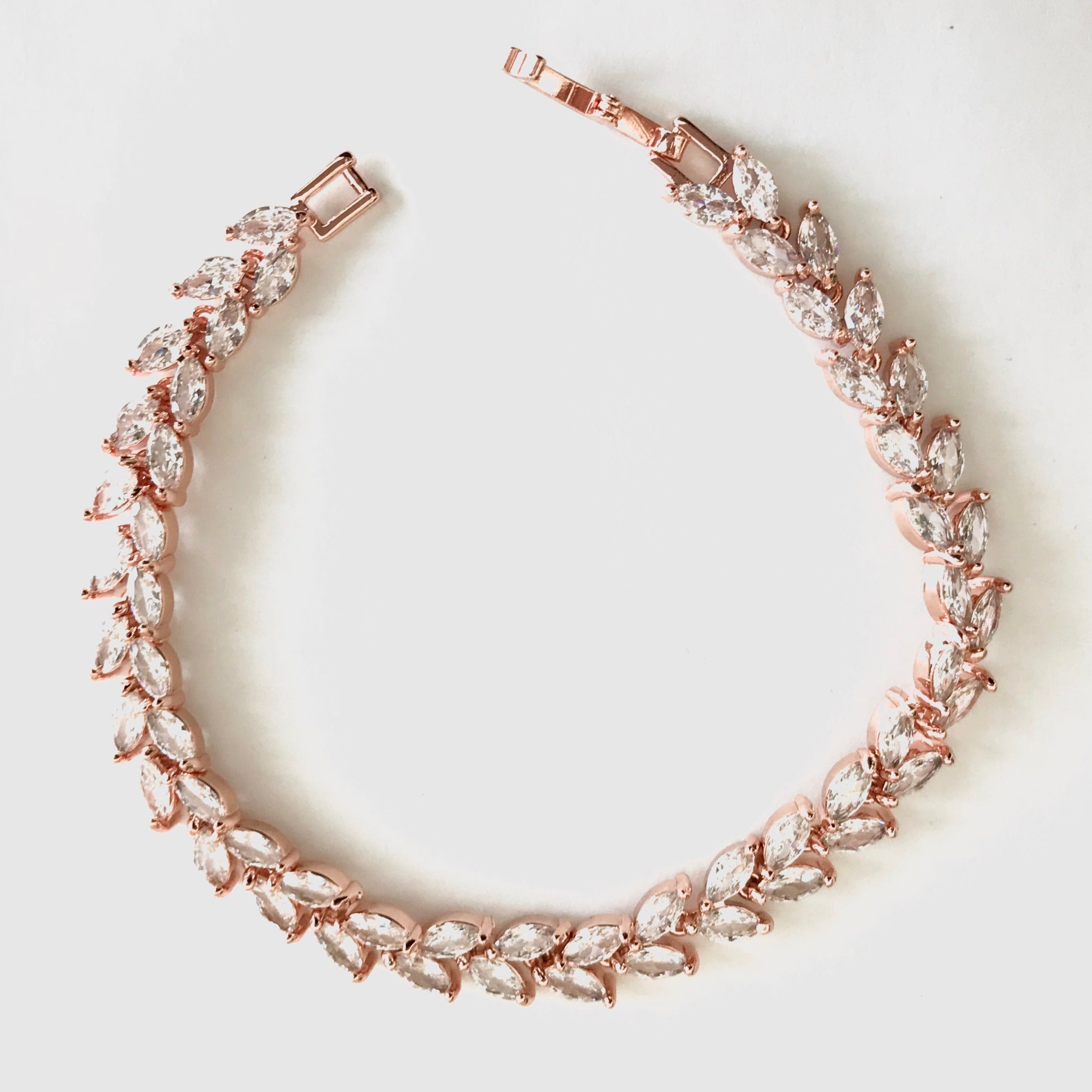 Bracelet de mariage plaqué or Feuillage en Zircone