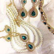 Coffret de bijoux mariage oriental Henna vert emeraude et doré pour Henna