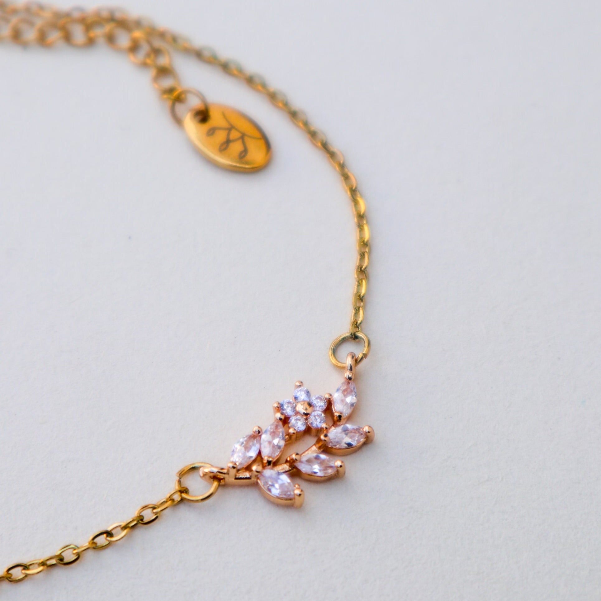 bracelet mariée zircon et fleur