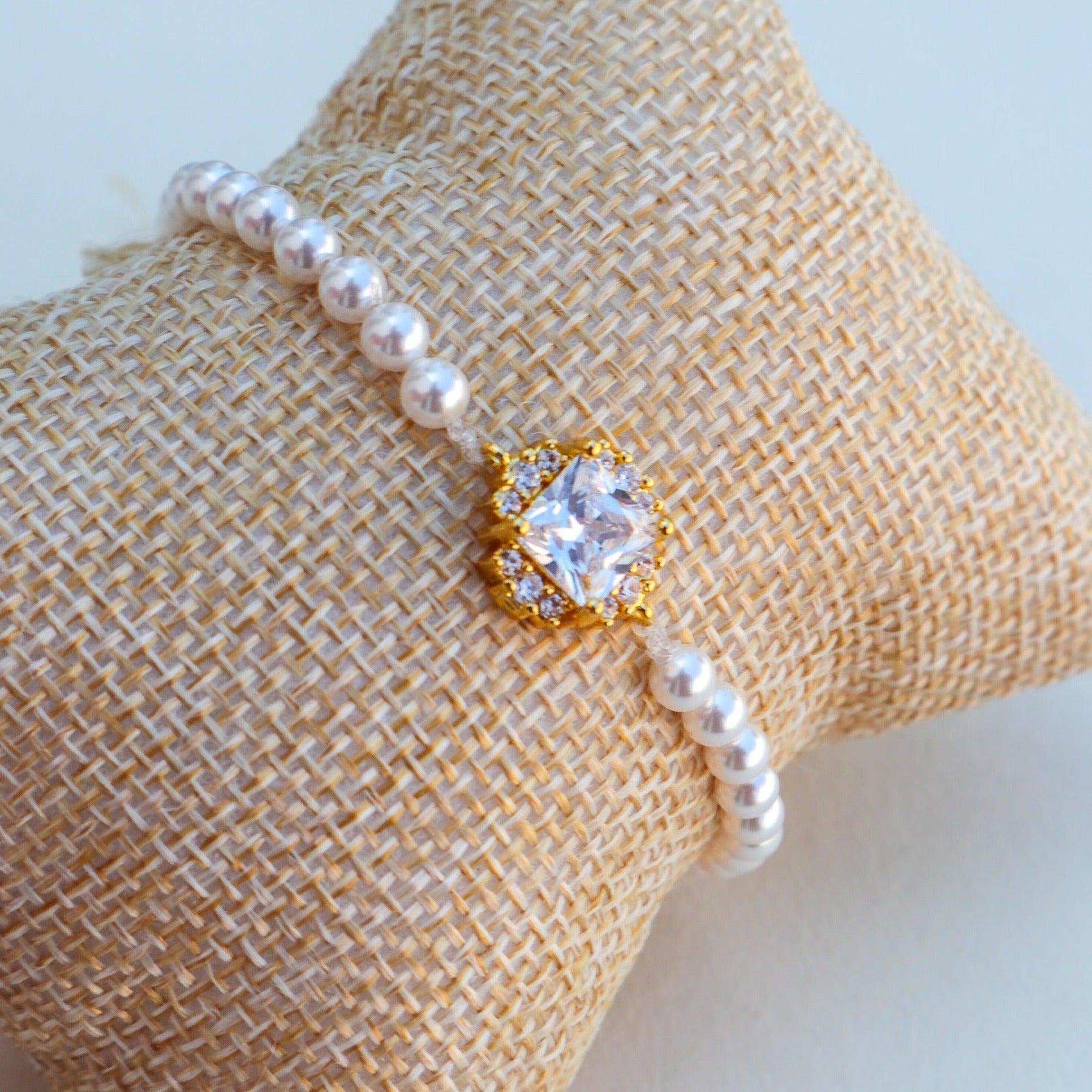 Bracelet de mariage en perles et zircon
