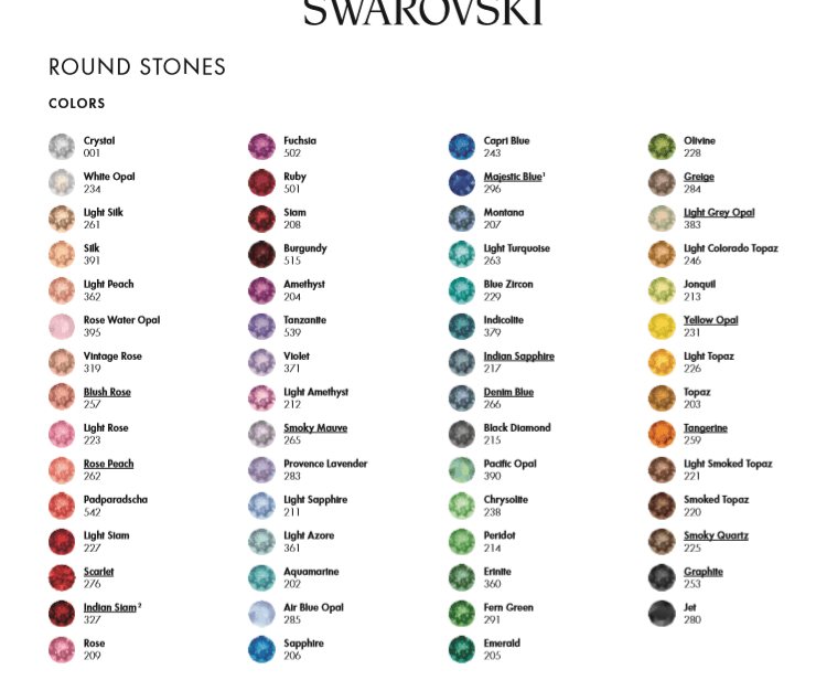 Nuancier Swarovski